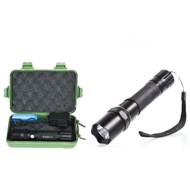 Фонарь аккум. 220В, черн., CREE 1 ватт, 3 реж., 18650, пласт. бокс ULTRAFLASH E145