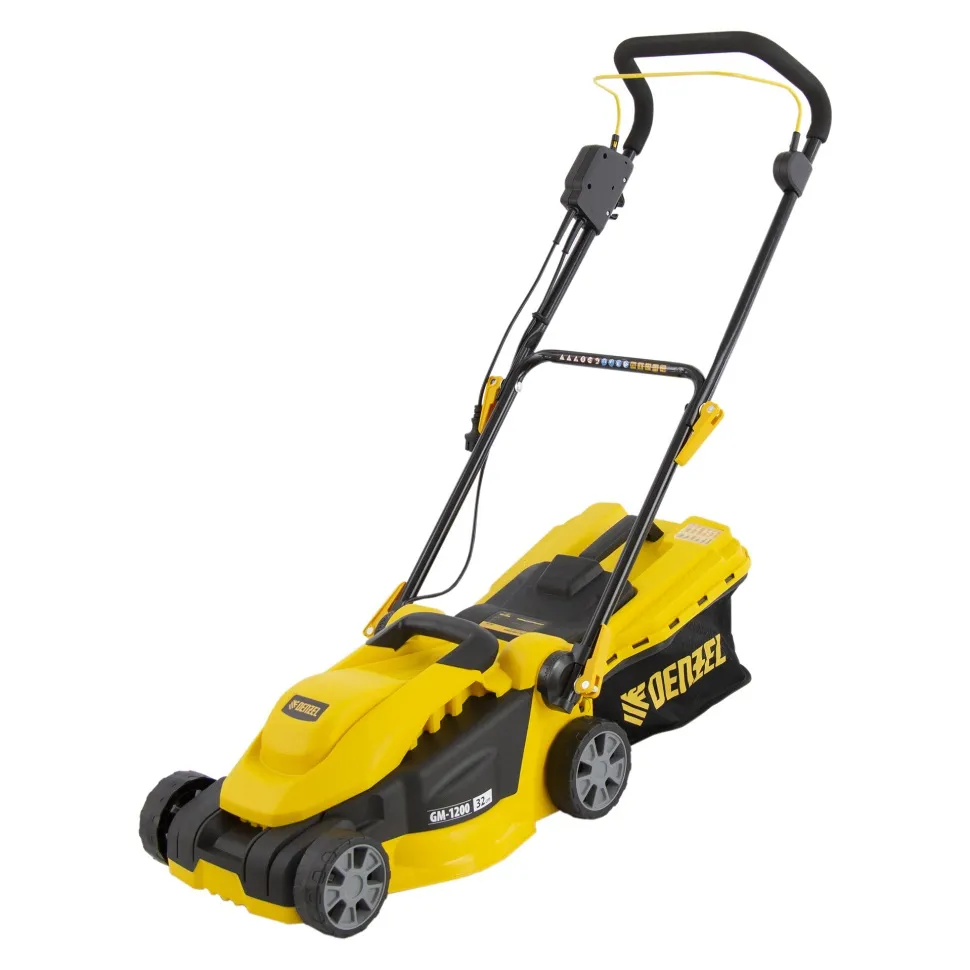 Газонокосилка электрическая GM-1200, 1200 Вт, ширина 32 см, 3 уровня, травосборник 25 л. Denzel 9661 Denzel 96615