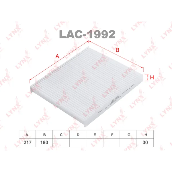 Фильтр салонный LYNXauto LAC-1992