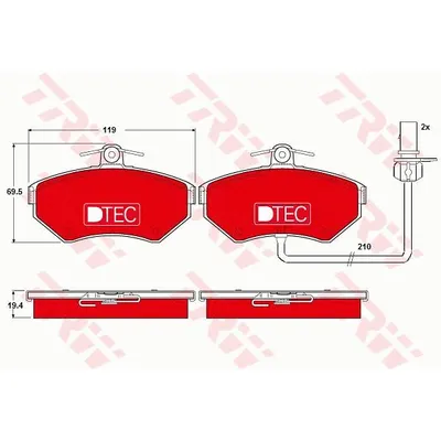 Колодки передние AUDI A4 (B5-B7), VW PASSAT (3B_) GDB1366DTE TRW gdb1366dte