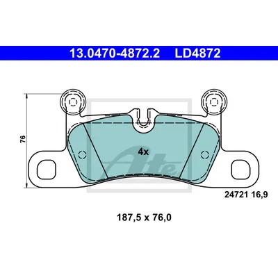 Колодки дисковые задние porshce cayenne 3.0-4.8 10 ATE 13.0470-4872.2