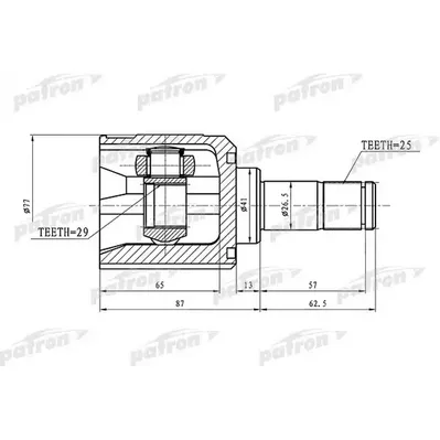 ШРУС внутренний 25x41x29 MITSUBISHI LANCER CY 07- PATRON PCV1392