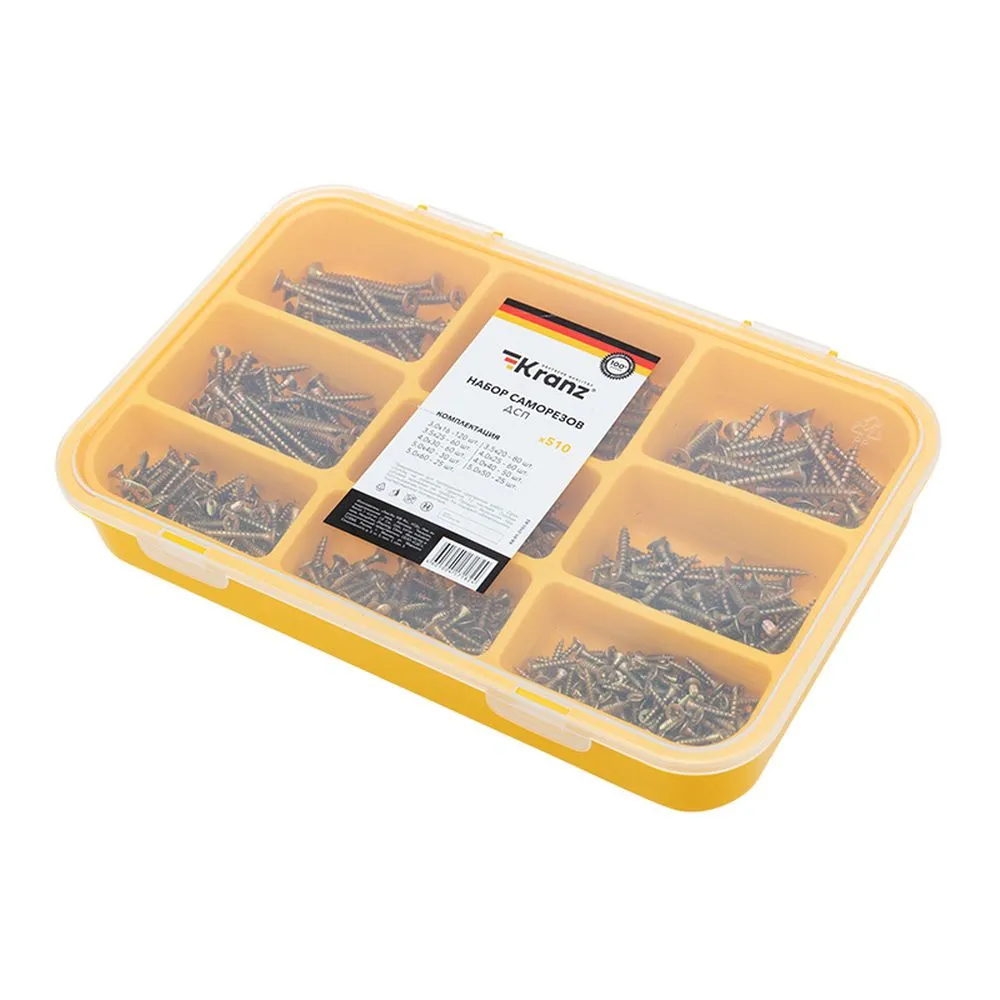 Набор саморезов для ДСП (510 шт/уп) Kranz KR-01-3101-02
