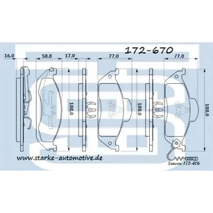 Колодки тормозные перед. MER W163 --08.2000 с датчиком STARKE 172-670