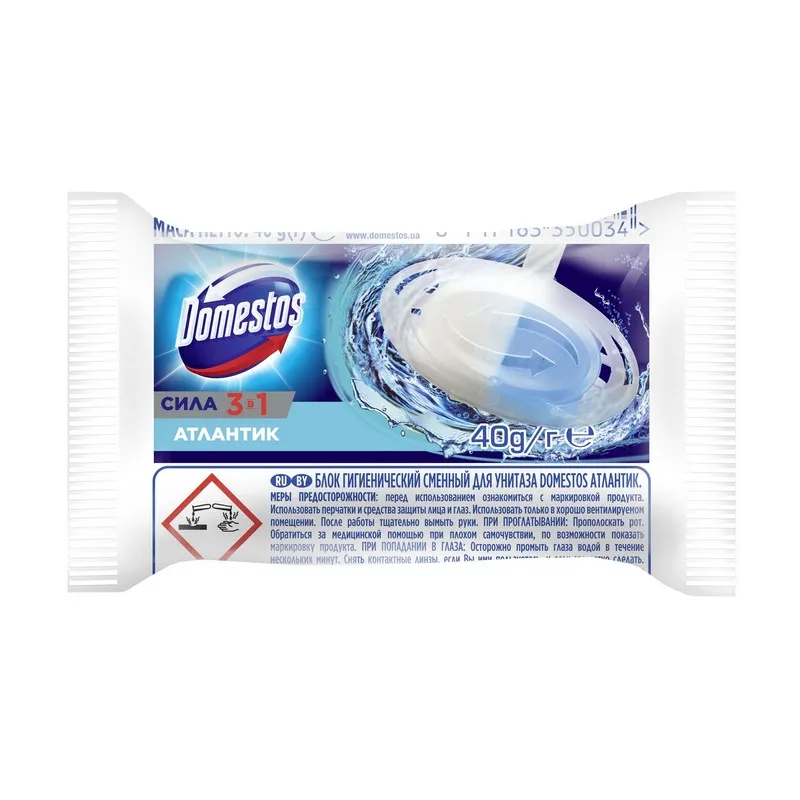 Блок для унитаза Domestos Атлантик твердый 40 г 172938