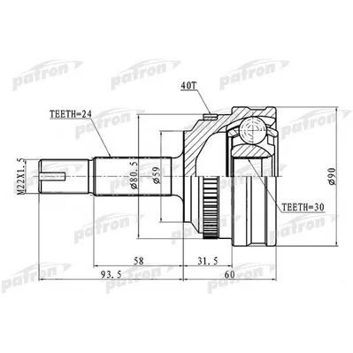 ШРУС наружный с кольцом ABS 24X59X30 ABS:40T GEELY MK, PATRON PCV1715