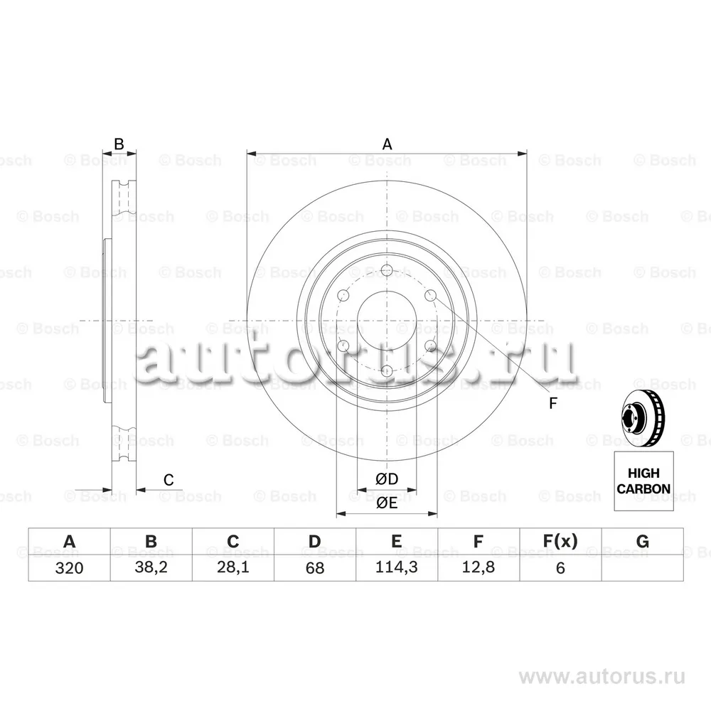 Диск тормозной передний BOSCH 0 986 479 357