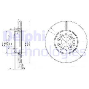 Диск тормозной передний VAG+SKODA ALL 03-> /VENT D=288MM DELPHI BG3833C
