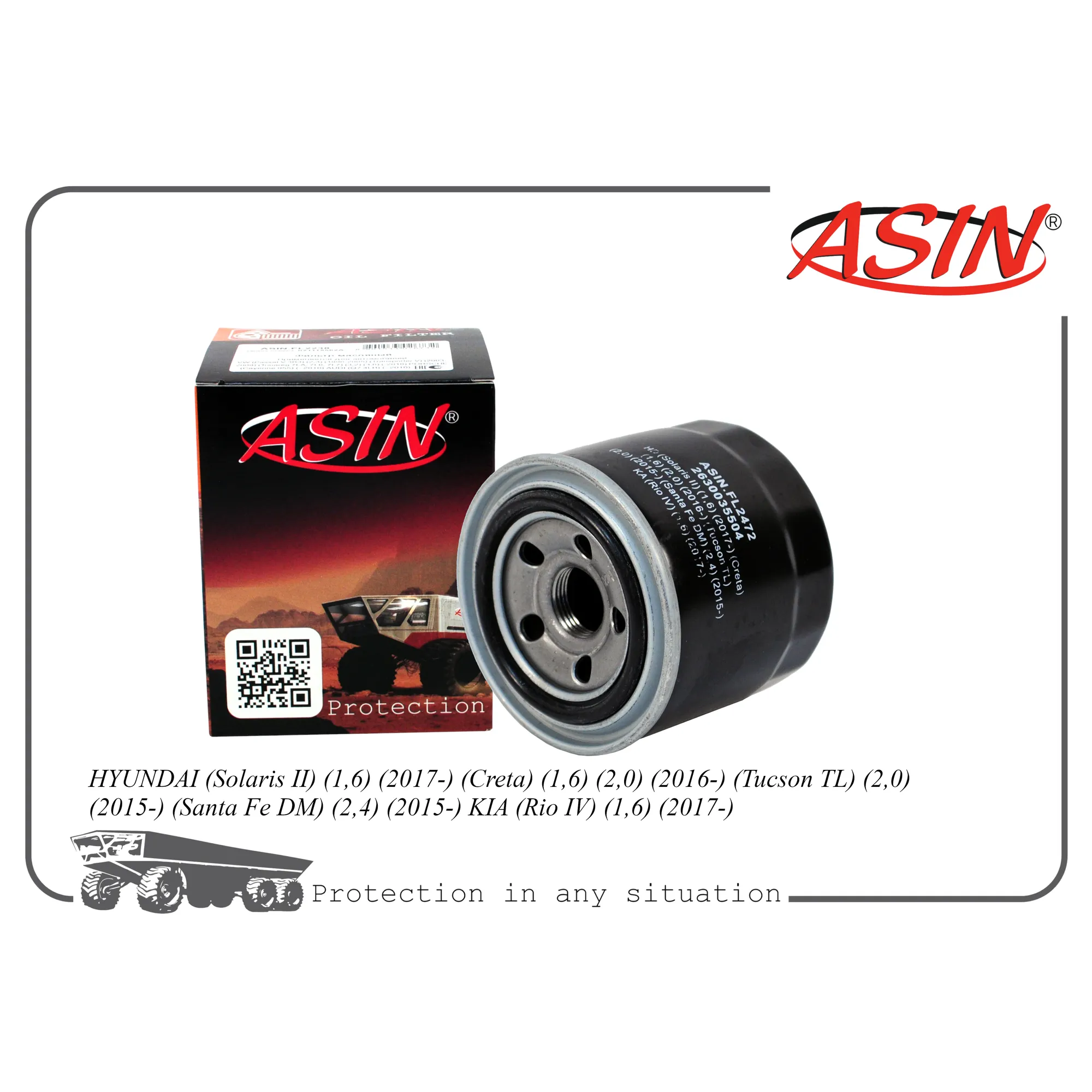 Фильтр масляный 26300-35504/ASIN.FL2472 ASIN ASIN ASINFL2472