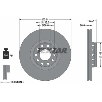 Диск тормозной передний стандартный AUDI TEXTAR 92073200