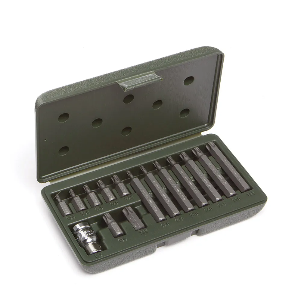 Набор вставок TORX 3/8 (Т20,Т25,Т30,Т40,Т45,Т50,Т55) длина 30 мм и 75 мм, 15 предметов Дело Техники 626295