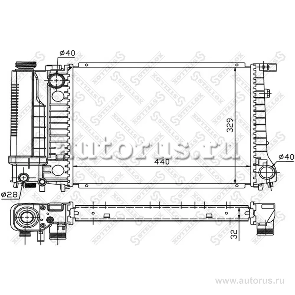 Радиатор системы охлаждения без AC BMW E30/E34 1.8i-2.5i 88-97 STELLOX 10-25054-SX
