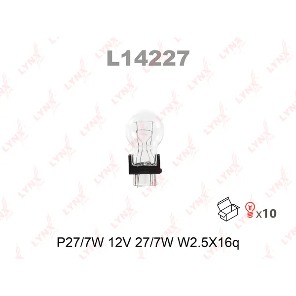 Лампа 12V P27/7W 27/7W W2,5x16q LYNXauto 1 шт. картон L14227