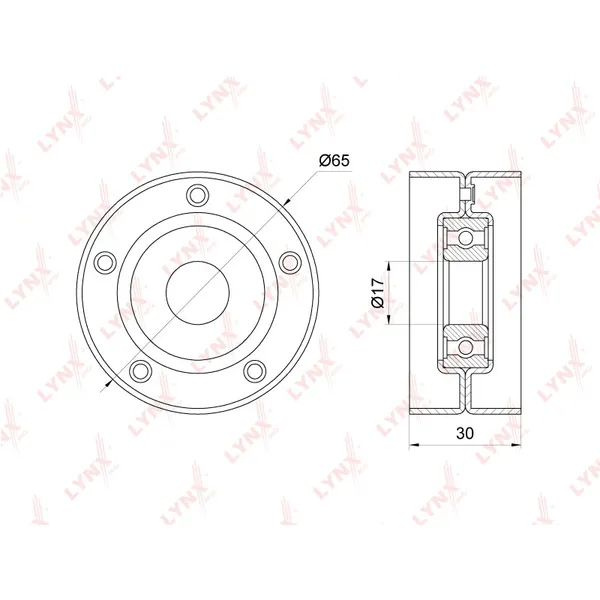 Ролик натяжной приводного ремня GM/MITSUBISHI/NISSAN/RENAULT/VOLVO D/TD LYNXauto PB-5222