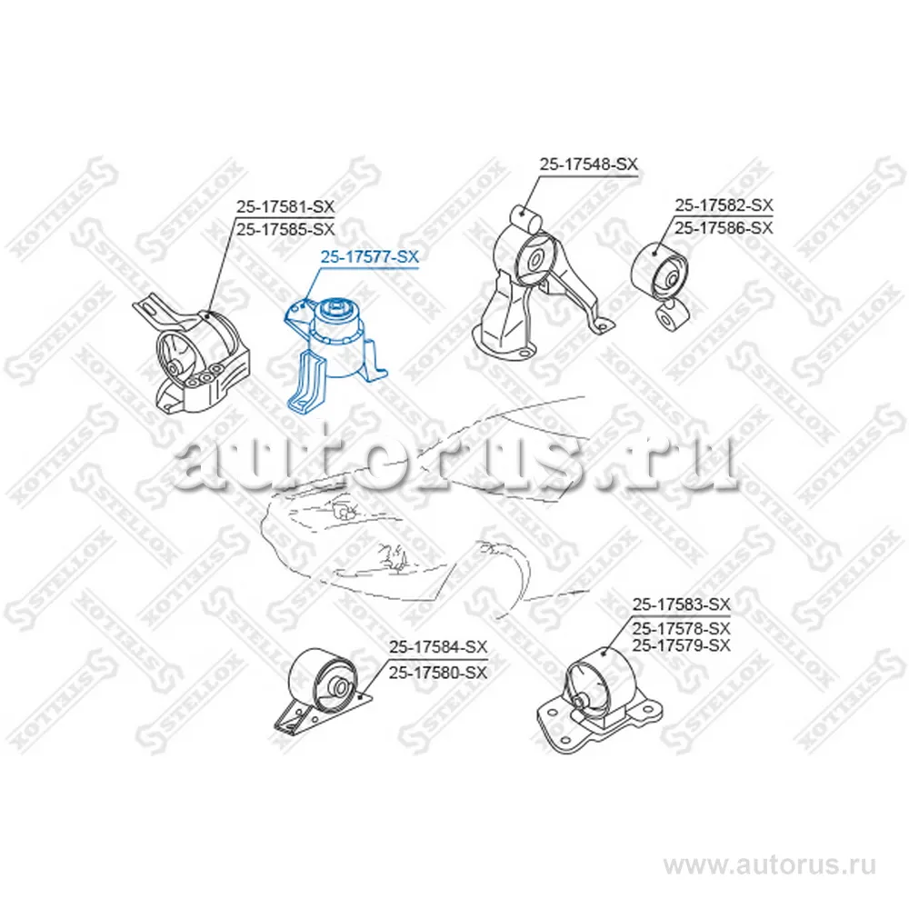 Подушка двигателя правая Mitsubishi Outlander CU# 2002-2006 STELLOX 25-17577-SX
