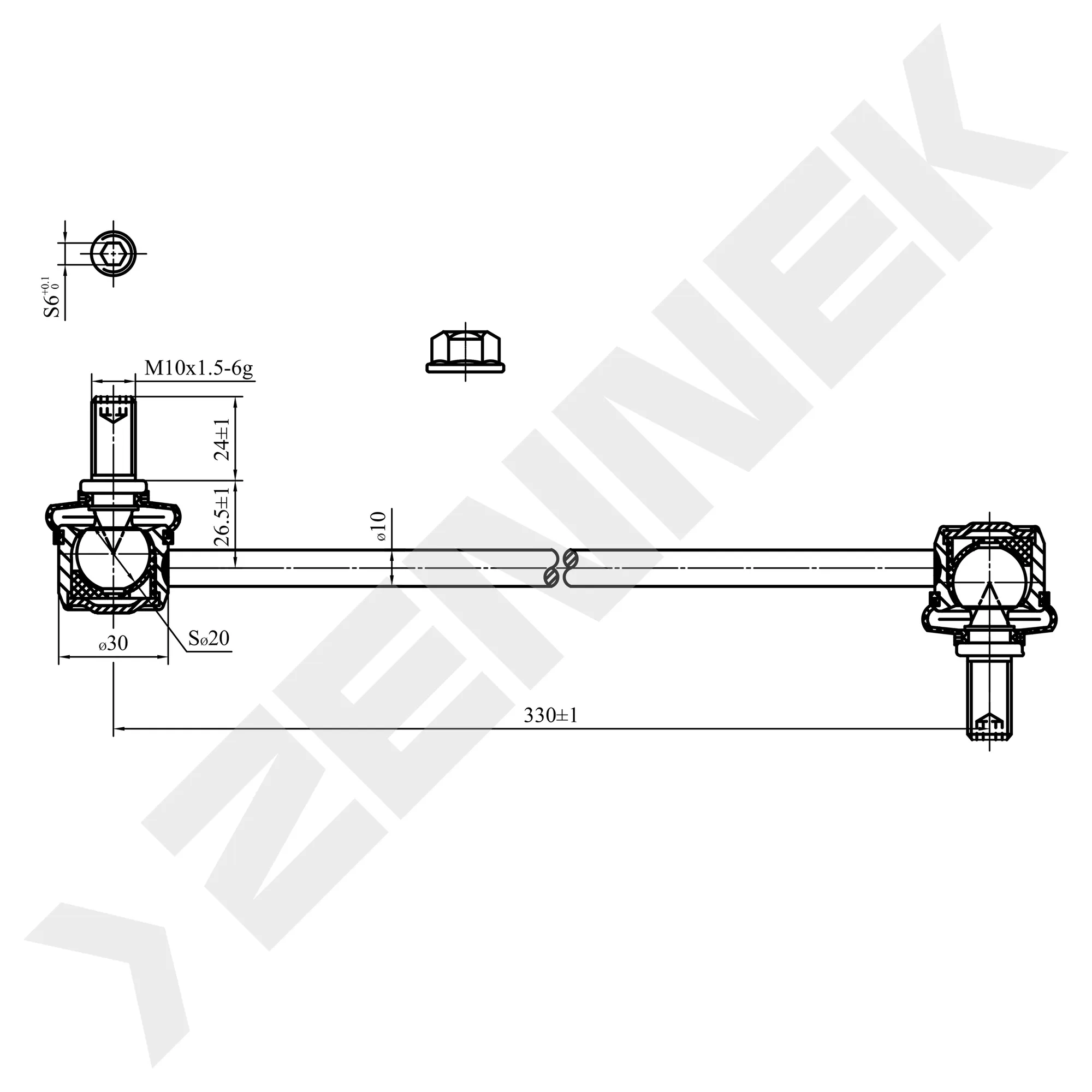 Тяга стабилизатора передняя RENAULT MASTER 10, OPEL MOVANO 10, NISSAN NV400 11 ZENNEK DST0157