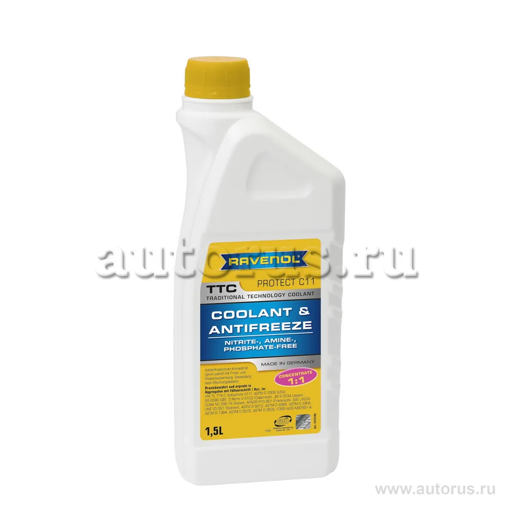 Антифриз концентрат жёлтый RAVENOL TTC Traditional Technology Coolant Concent (1,5л) 1410100-150 (4014835755215)