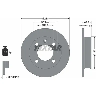 Диск тормозной передний стандартный FORD TEXTAR 92011900