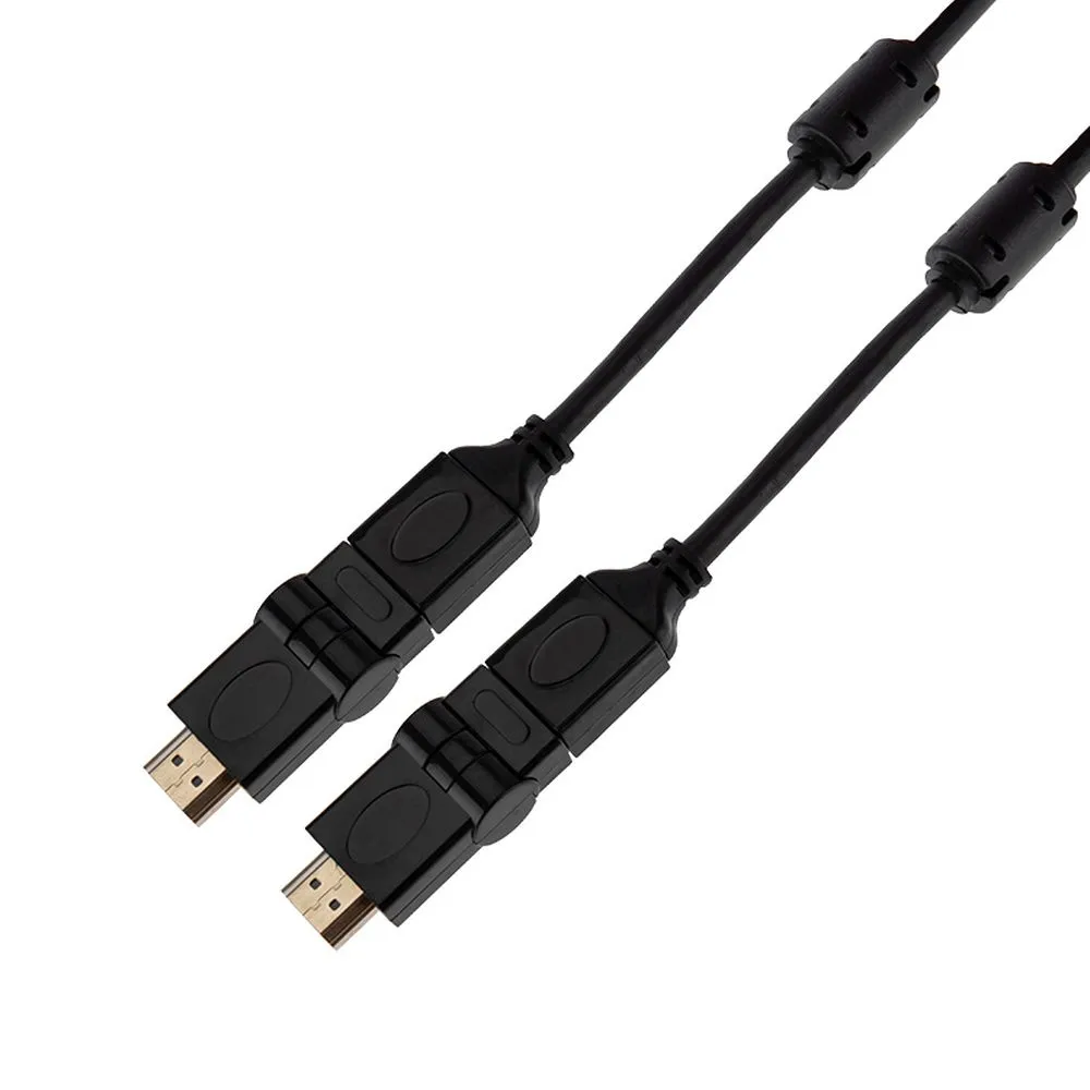 Шнур HDMI - HDMI с фильтрами, длина 2 метра, угловой 360 (GOLD) (PVC пакет) REXANT 17-6204-3