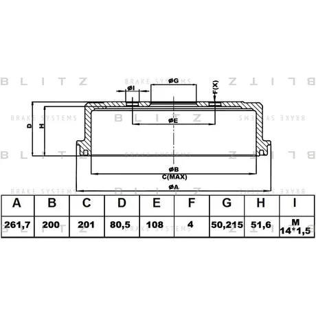 Барабан тормозной AUDI 80/90 72-> BLITZ bt0109
