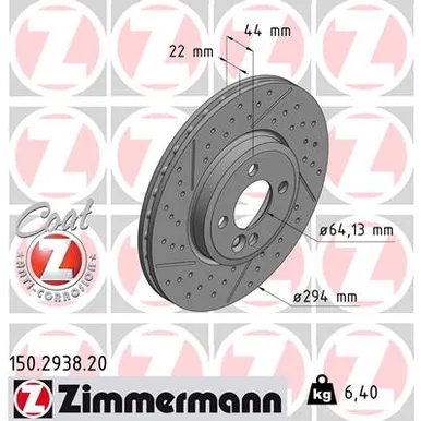 Диск тормозной передний вентилируемый MINI R52 R56 R57 R50 R53 R59 01-15 ZIMMERMANN 150293820