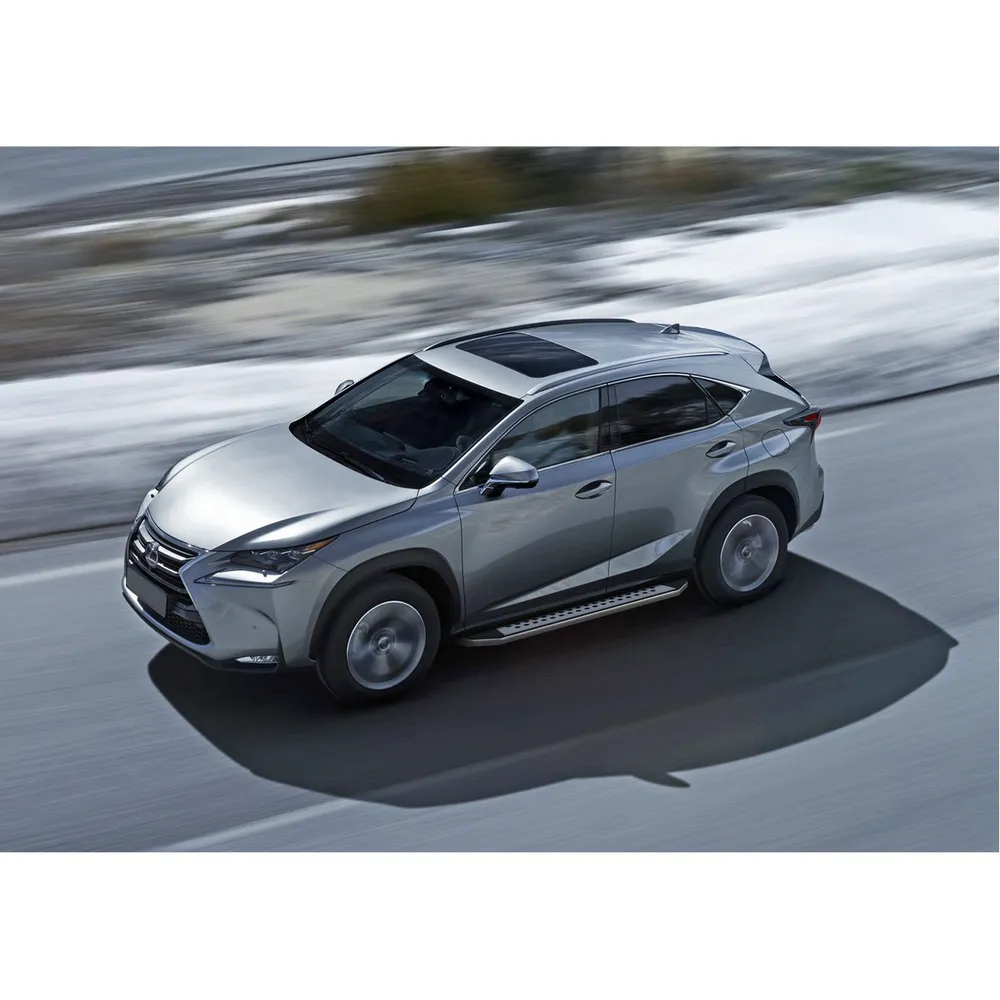Порог алюминиевый Bmw-Style овалы Lexus NX Серебристый, черный Rival B173AL.3202.1