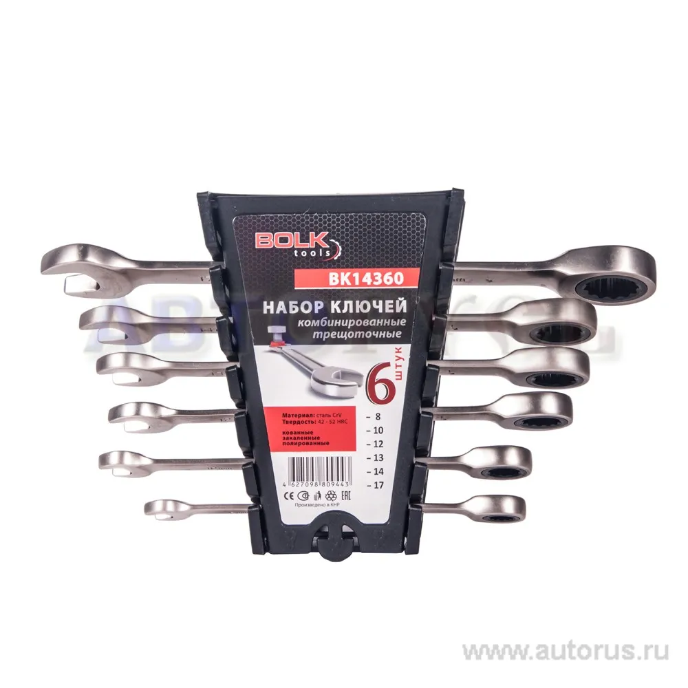 Набор ключей комбинированных 6пр. трещоточные BOLK BK14360