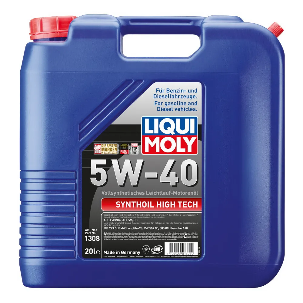 Масло моторное Synthoil High Tech 5W-40 SN A3/B4 (20л) LIQUI MOLY 1308
