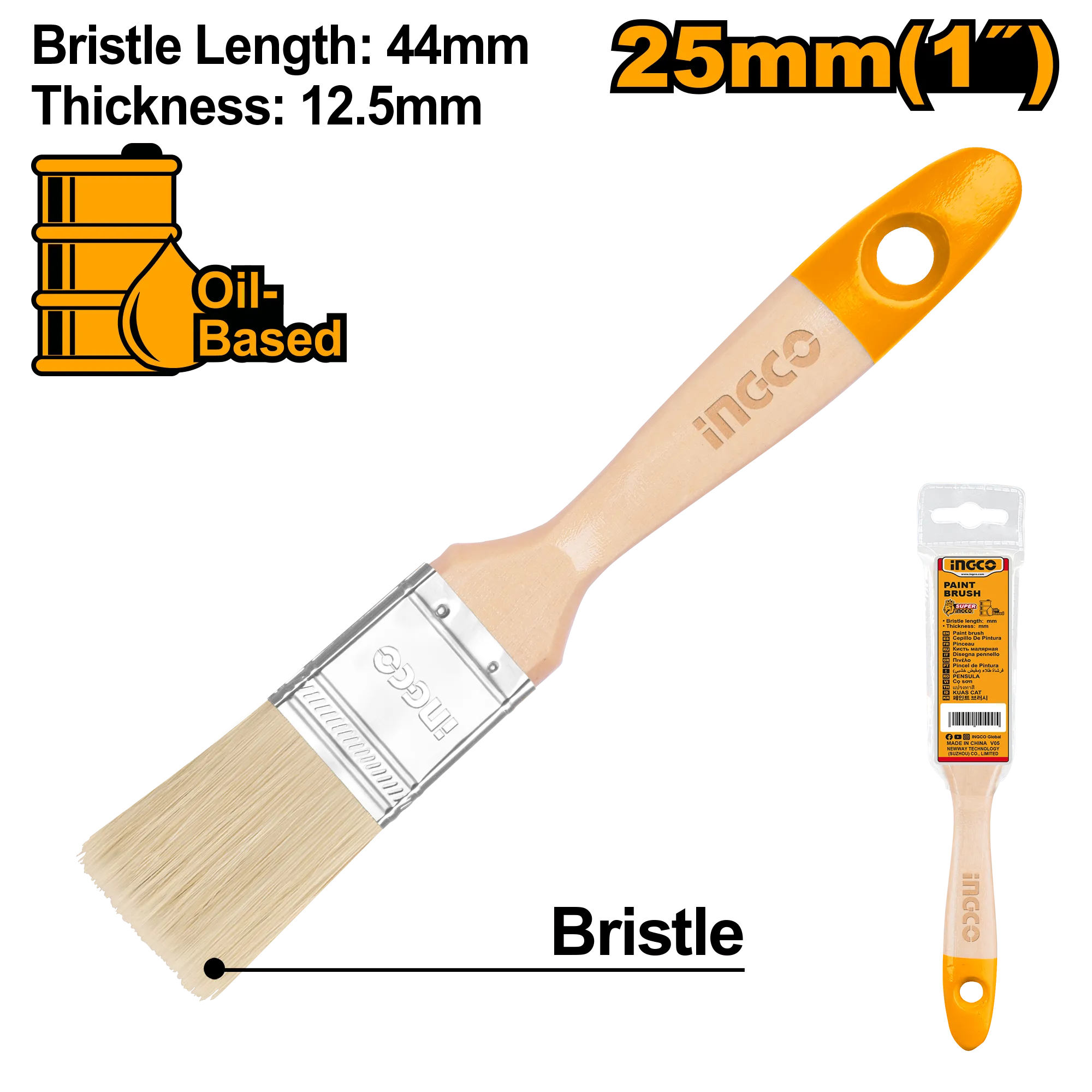 Кисть малярная флейцевая 25 мм INGCO CHPTB0101