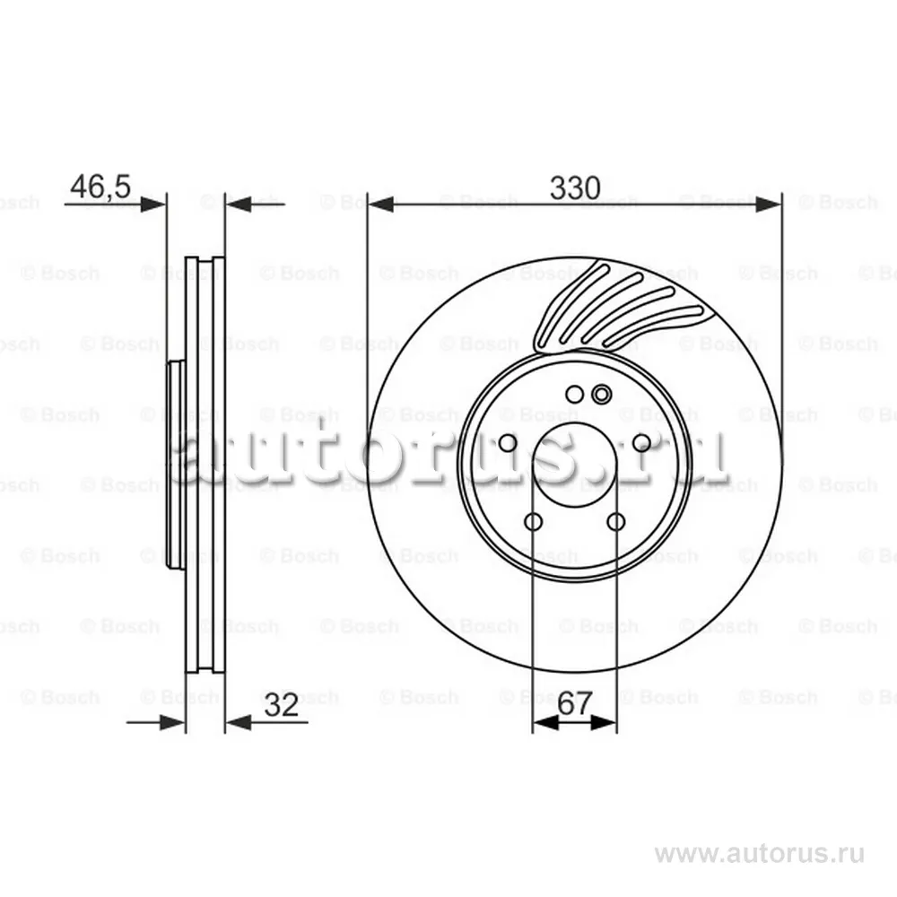 Диск тормозной MERCEDES E (W210) передний вентилируемый (1шт.) BOSCH 0986479719