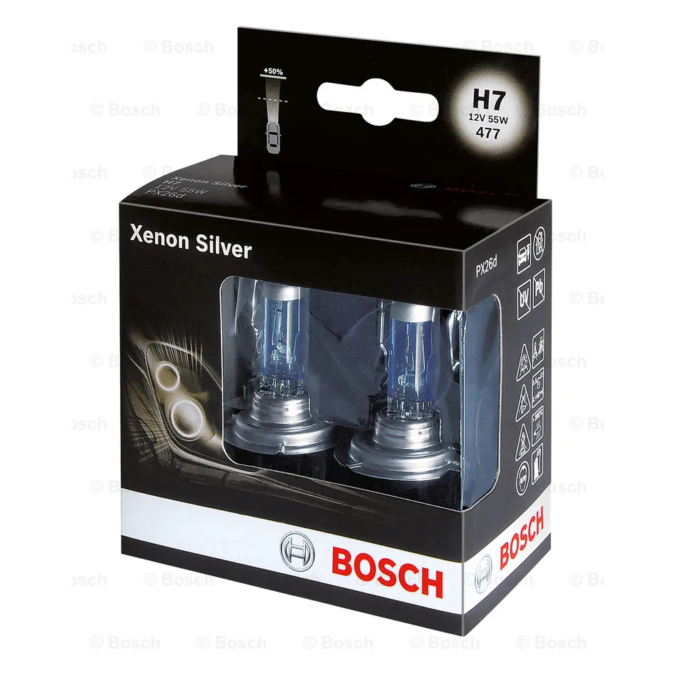 Лампа 12V H7 55W BOSCH Xenon Silver 2 шт. DUOBOX 1 987 301 087