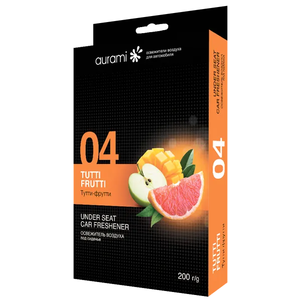 Ароматизатор гелевый под сиденье 04 Тутти-фрутти 200гр (12) AURAMI STD-04