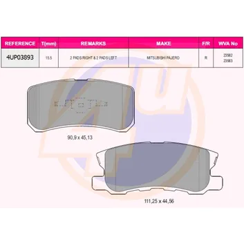 КОЛОДКИ ЗАД CIT C4 AIRCROSS 12-/CHR SEBRING 07-/JEEP COMPASP 06-/MIT ASX/OUTLANDER 06-