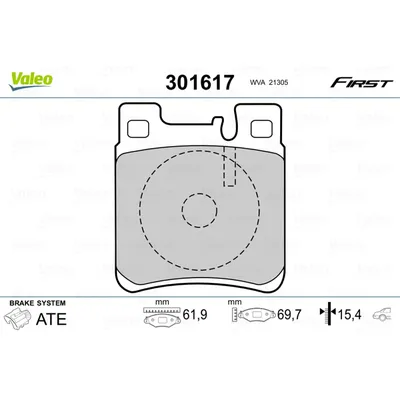 Колодки тормозные задние VALEO 301 617