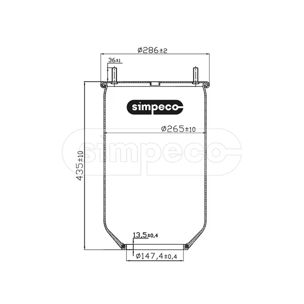 Пневморессора (без стакана) SAF, ROR (SP2100.4010) SIMPECO SP2100.4010