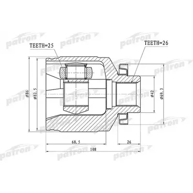 ШРУС внутренний правый 26x42x25 HYUNDAI TUCSON 04-10 PATRON PCV1353