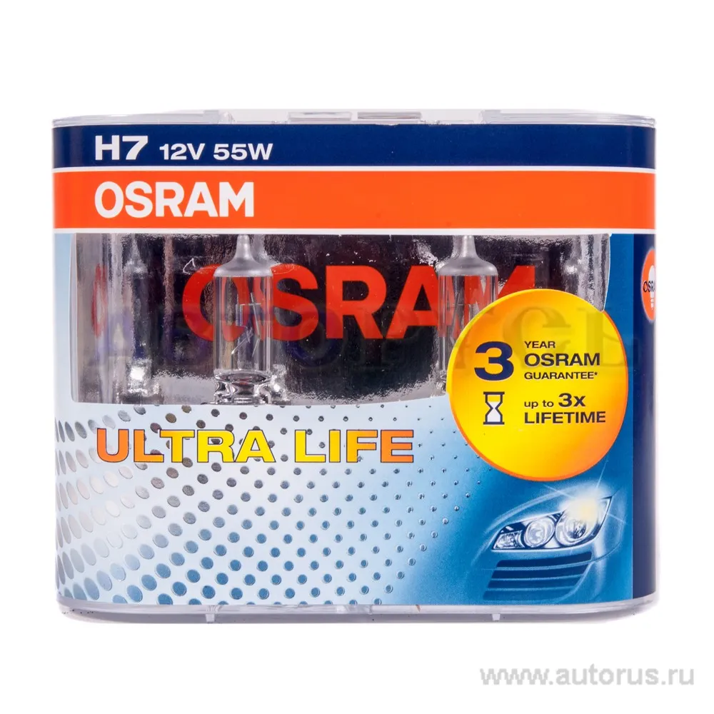 Лампа 12V H7 55W PX26d OSRAM ULTRA LIFE 2 шт. DUOBOX 64210ULT-HCB