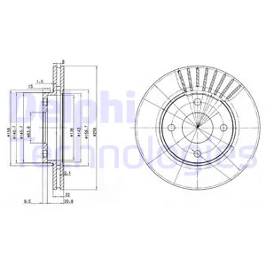 Диск тормозной передний FORD FOCUS I 9804 DELPHI BG3359