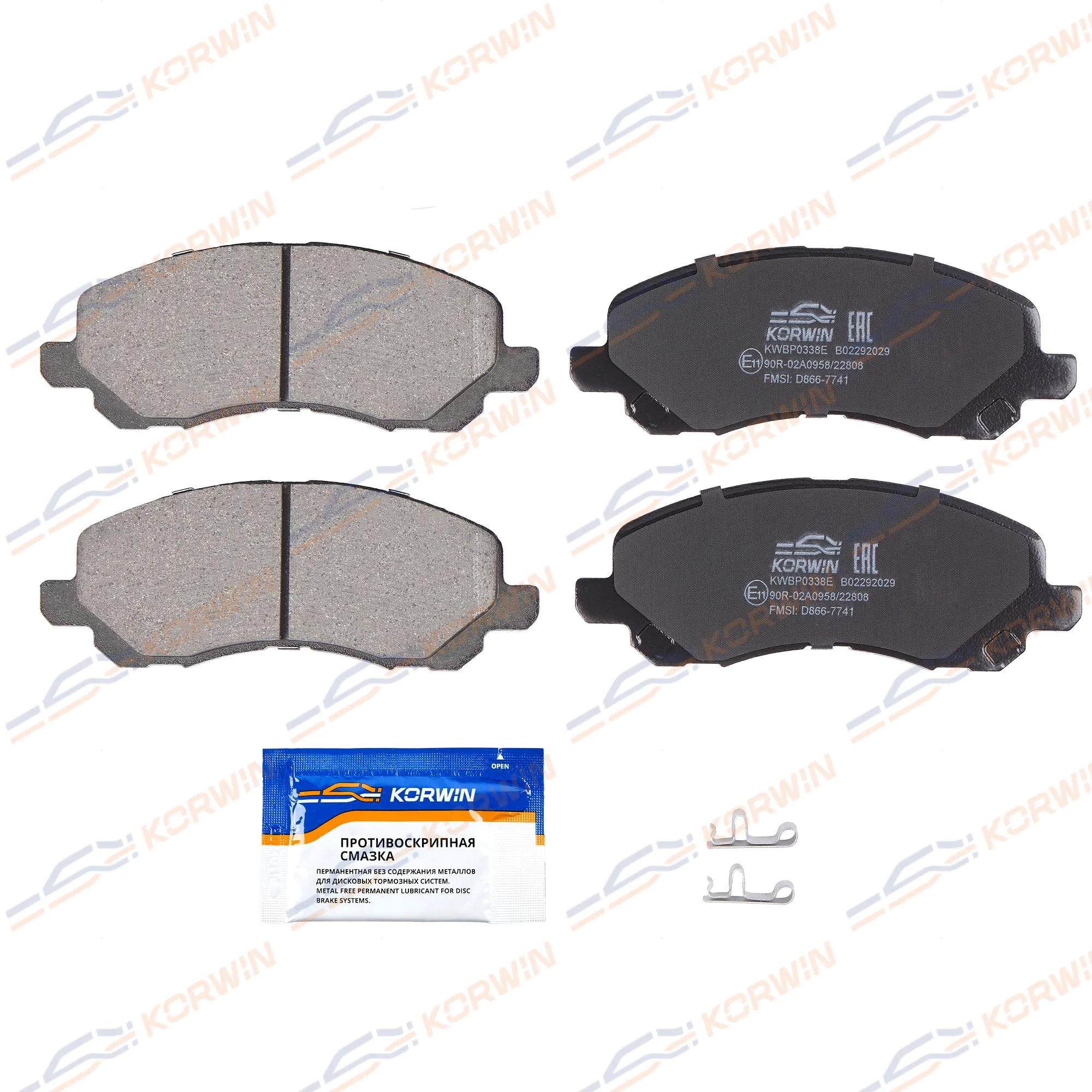 Колодки тормозные перед. ECOLine. Mitsubishi Lancer 03-/ASX 10-/Outlander 01- KORWIN KWBP0338E