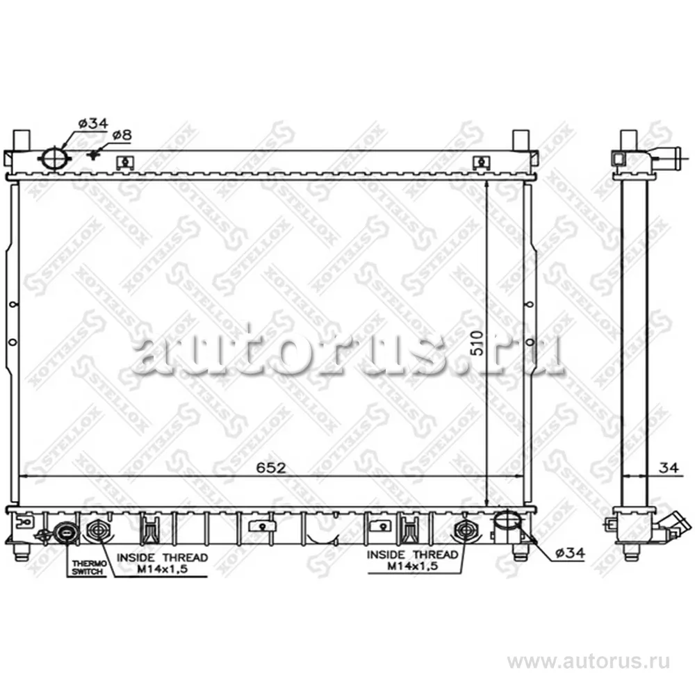 Радиатор системы охлаждения Ssangyong Rexton 2.9TD 02-06 STELLOX 10-26289-SX