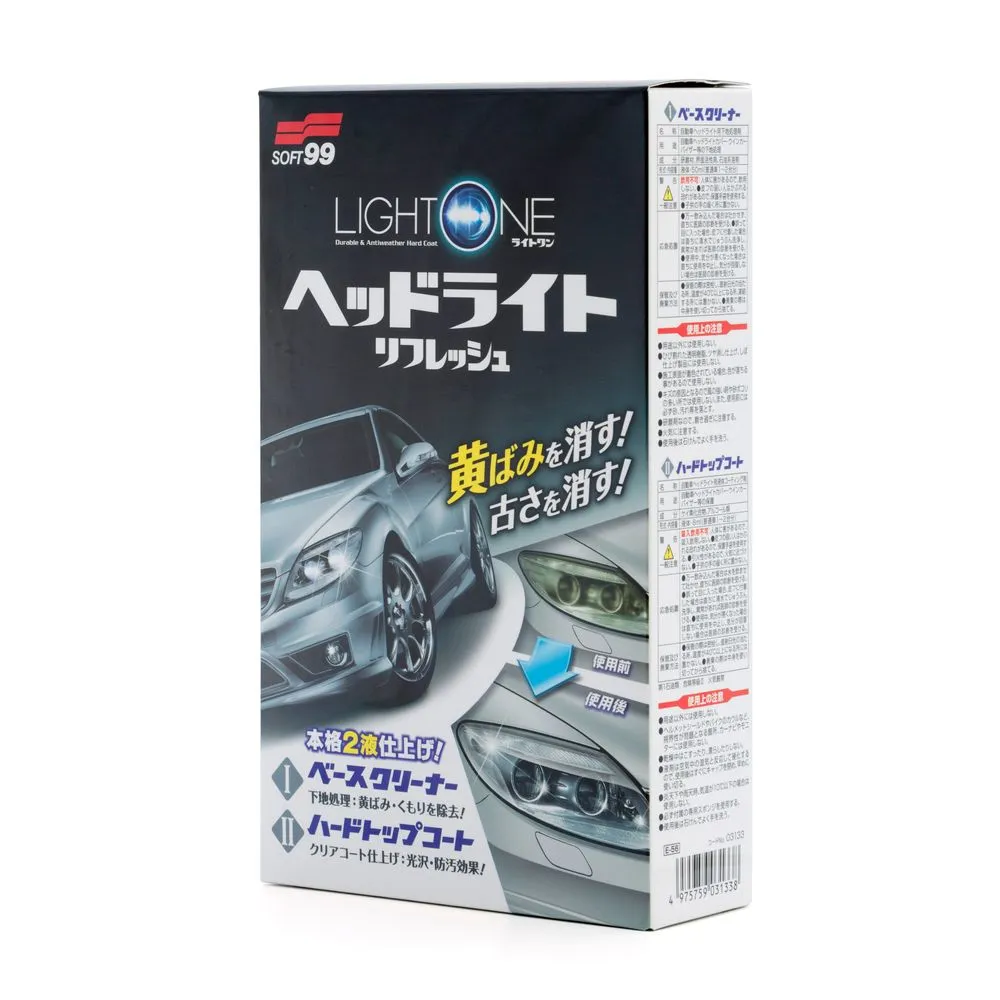 Покрытие для фар и прозрачного пластика Light One, 50+8 мл Очиститель - 50 мл + Покрытие - 8 мл SOFT99 03133