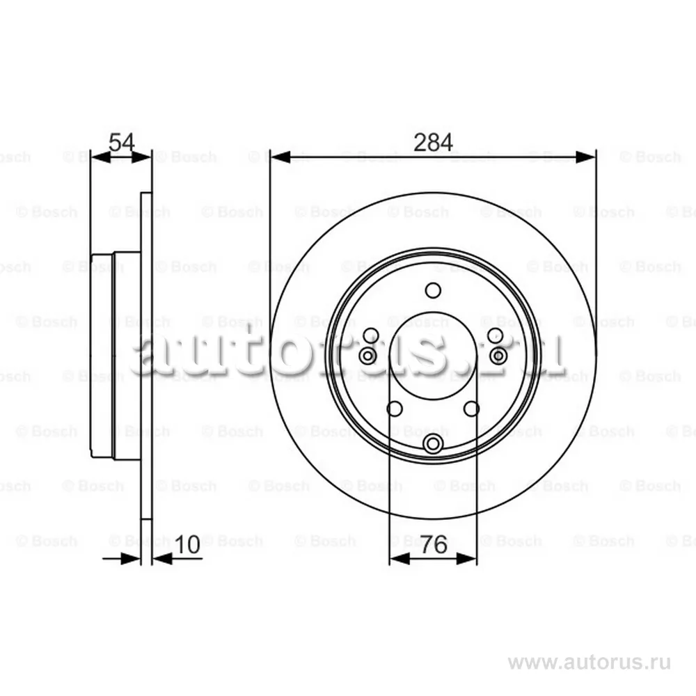 Диск тормозной HYUNDAI SONATA NF 05/KIA OPTIMA задний D284мм. BOSCH 0986479A45