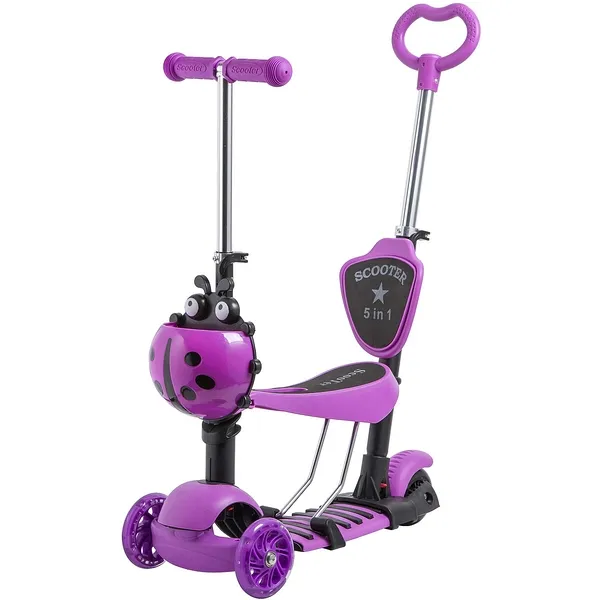 Самокат 3-х колесный 120/90 мм Кикборд детский Disco-kids Saddle PRO пластиковый трансформер 25 кг фиолетовый 120SB.DISCOKIDS.VL9