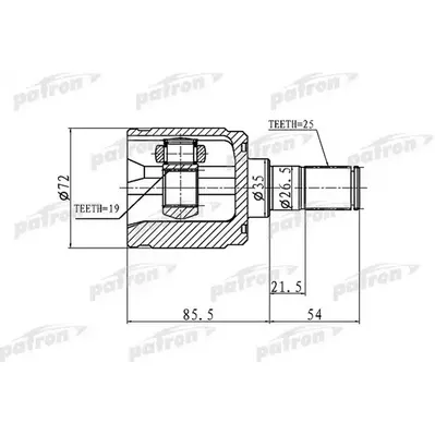 ШРУС внутренний 25x35x19 HYUNDAI GETZ 02-11 PATRON PCV1344