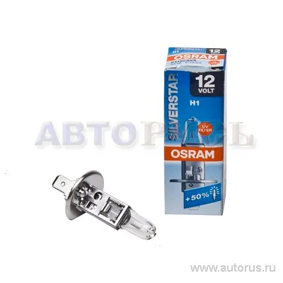 Лампа галогенная 12V H1 55W +50% белый 1 шт. картон OSRAM SILVERSTAR 64150SVS