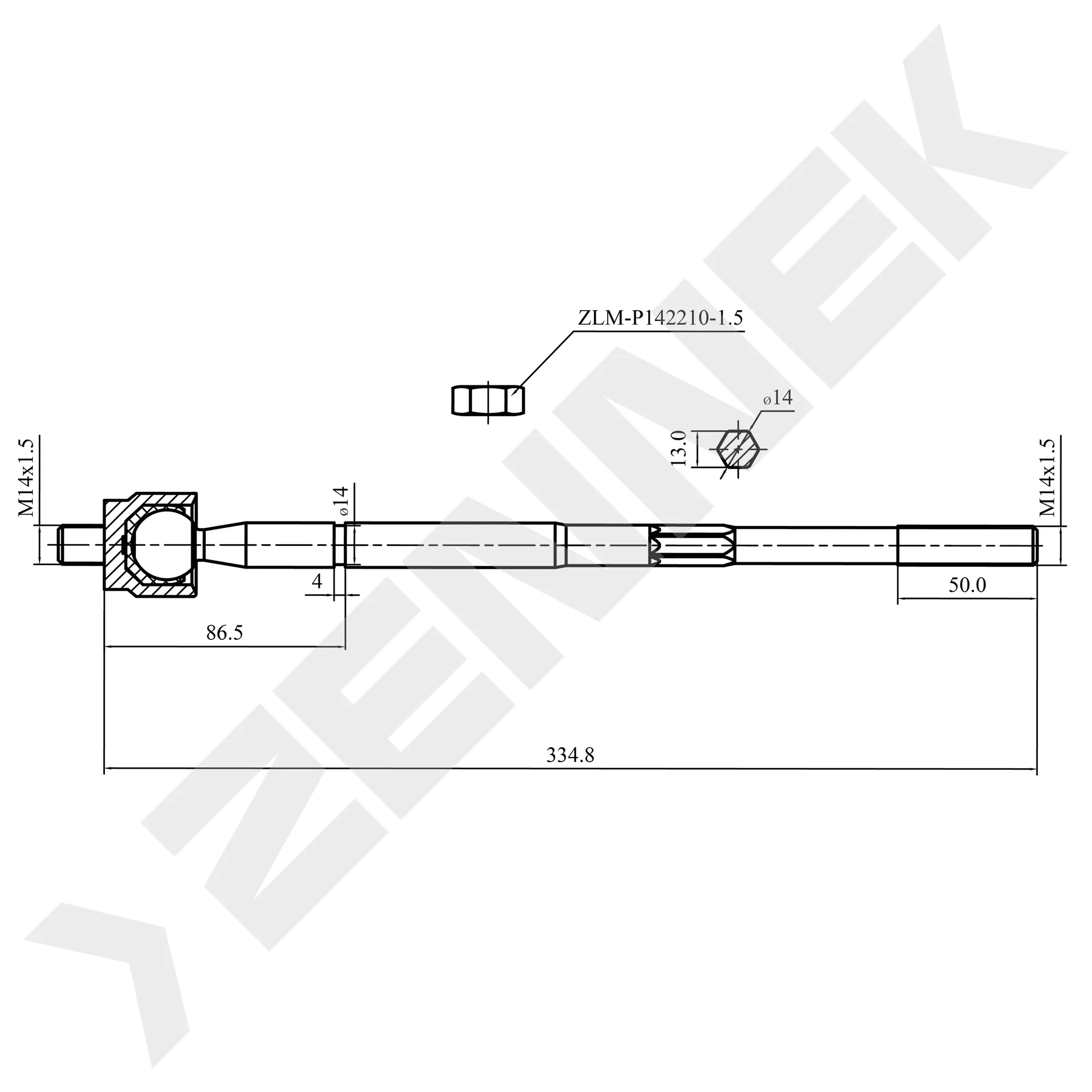 Тяга рулевая MITSUBISHI OUTLANDER 05-12, OUTLANDER 06-12 ZENNEK DTR0051