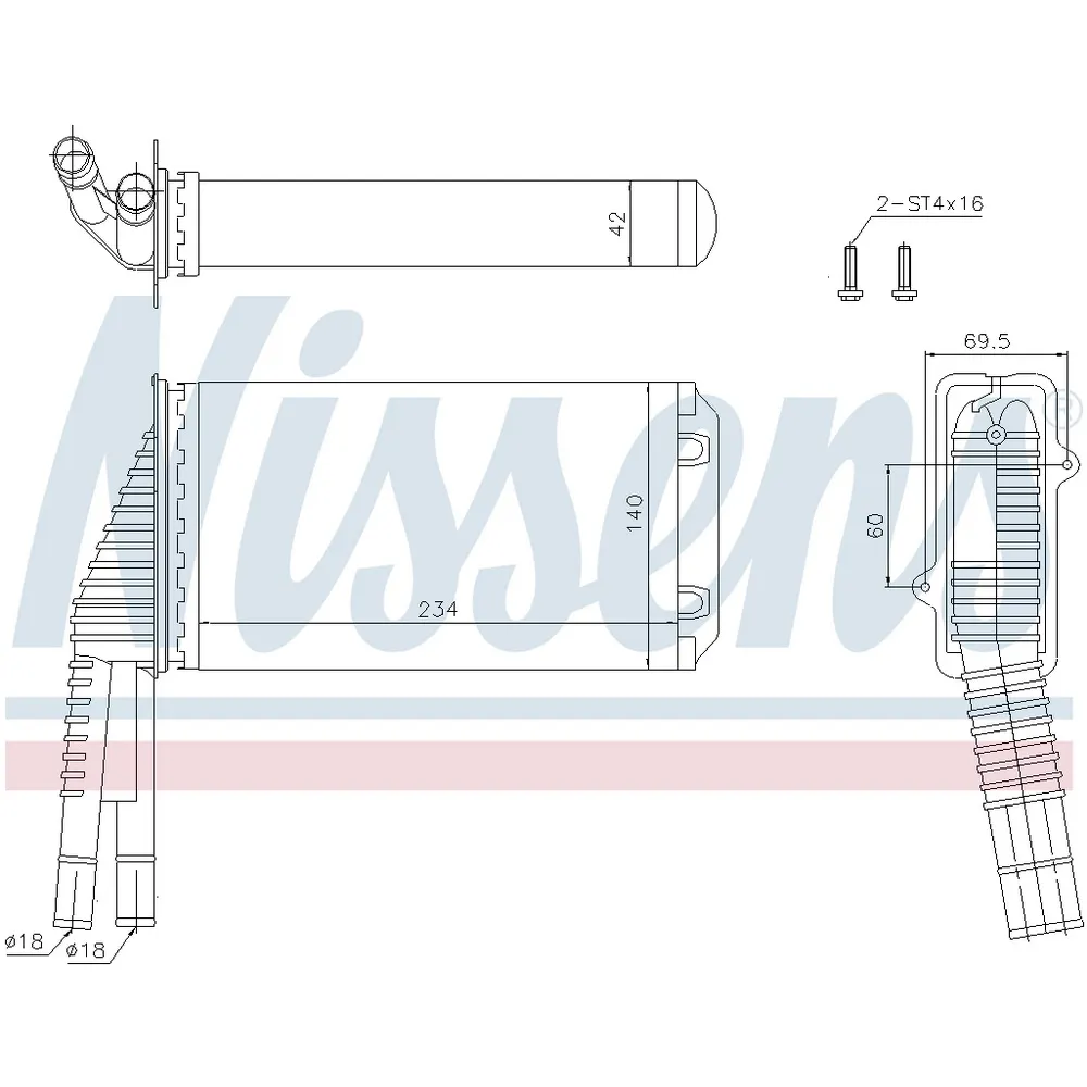 Радиатор отопителя NISSENS 72953