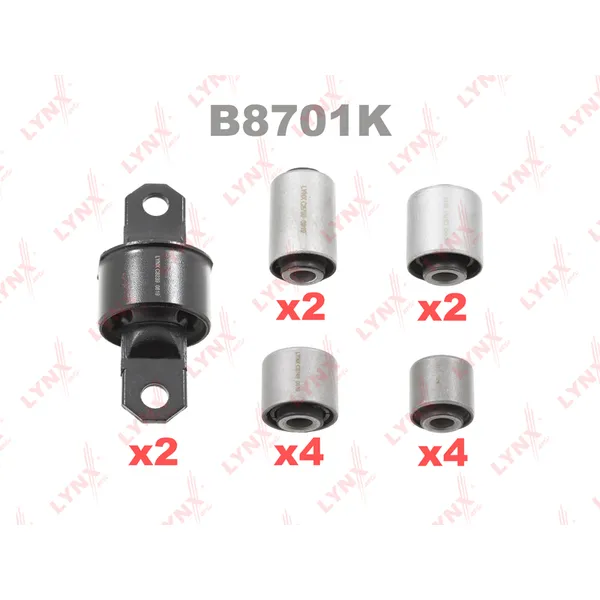 Комплект сайлентблоков рычагов задней подвески FORD Focus I-III 1.4-20 98> / C-Max I-III 1.6-2.0 LYNXauto B8701K