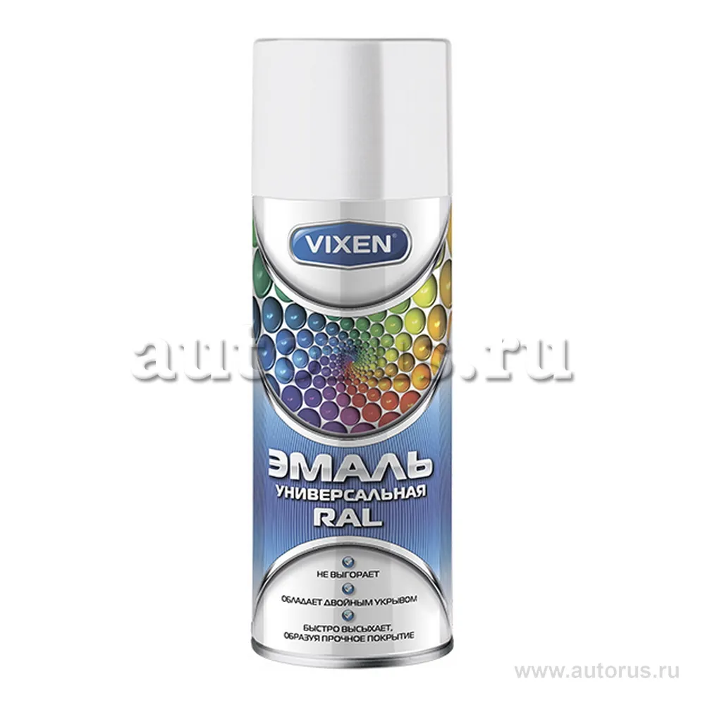 Эмаль универсальная RAL, яркобелый (RAL 9016), аэрозоль 520 мл VIXEN VX19016