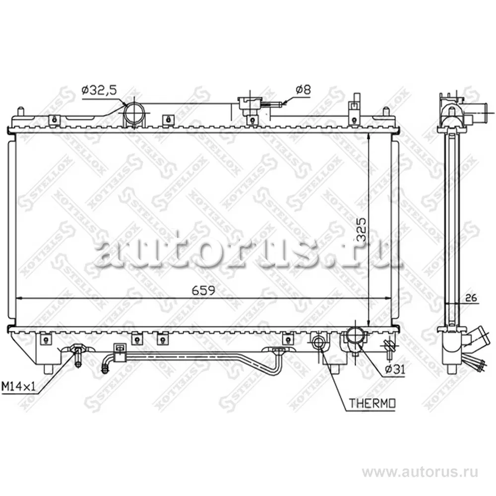 Радиатор Toyota Avensis 2.0 АКПП 97-00 STELLOX 1025422_SX